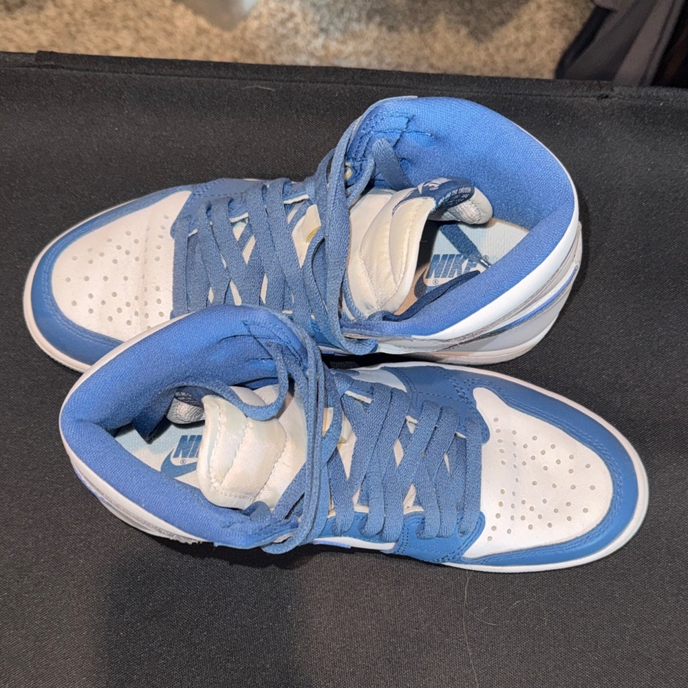 Nike White and Blue High-Top Sneakers
